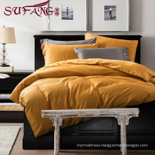 High Quality Hotel Bedding Linen Supplier 100% Cotton60s Plain orange yellow Bed Sheets Set